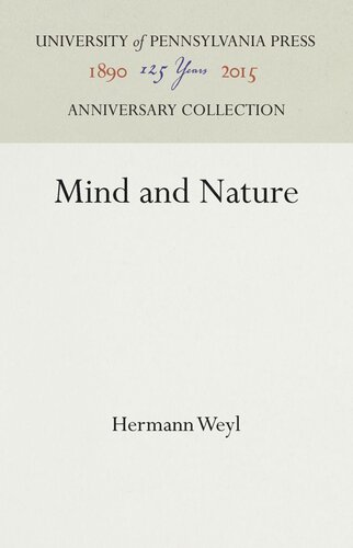 Mind And Nature Hermann Weyl