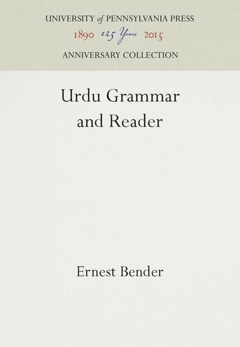Urdu Grammar And Reader Reprint 2016 Ernest Bender