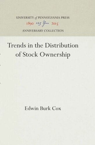 Trends In The Distribution Of Stock Ownership Reprint 2016 Edwin Burk Cox