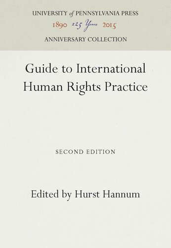 Guide To International Human Rights Practice Reprint 2016 Hurst Hannum Editor