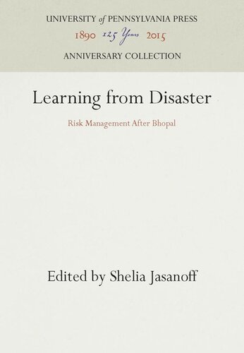 Learning From Disaster Risk Management After Bhopal Reprint 2016 Sheila Jasanoff Editor