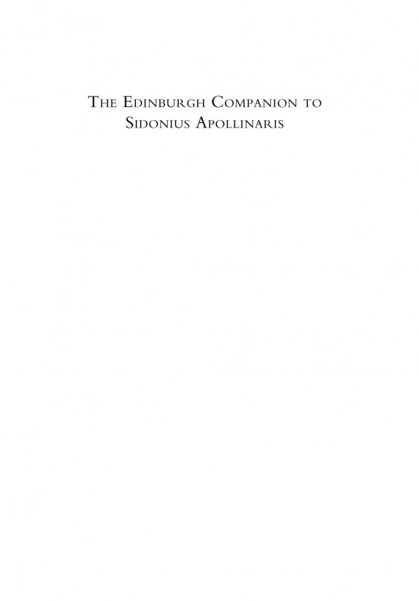 The Edinburgh Companion To Sidonius Apollinaris Gavin Kelly Joop Van Waarden