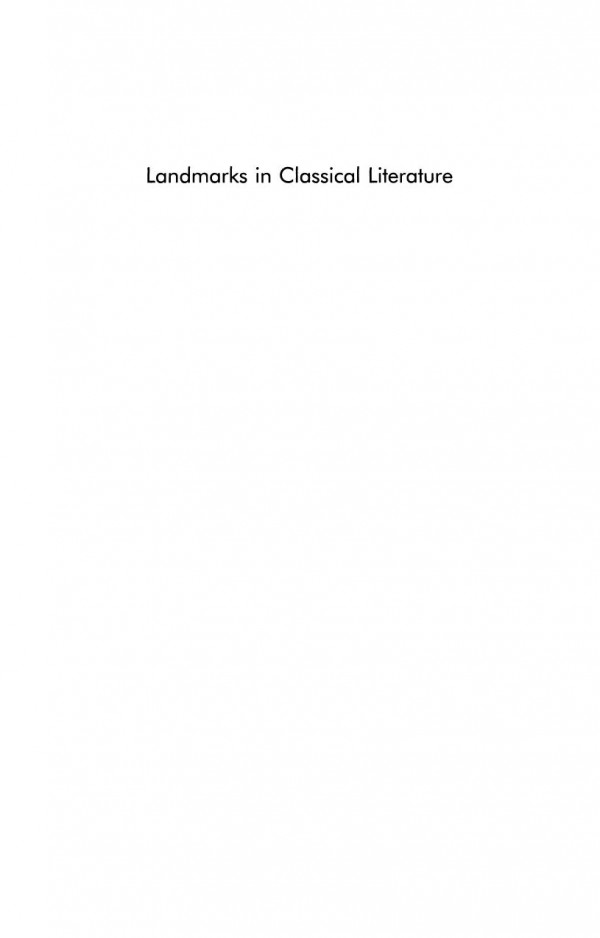 Landmarks In Classical Literature Philip Gaskell