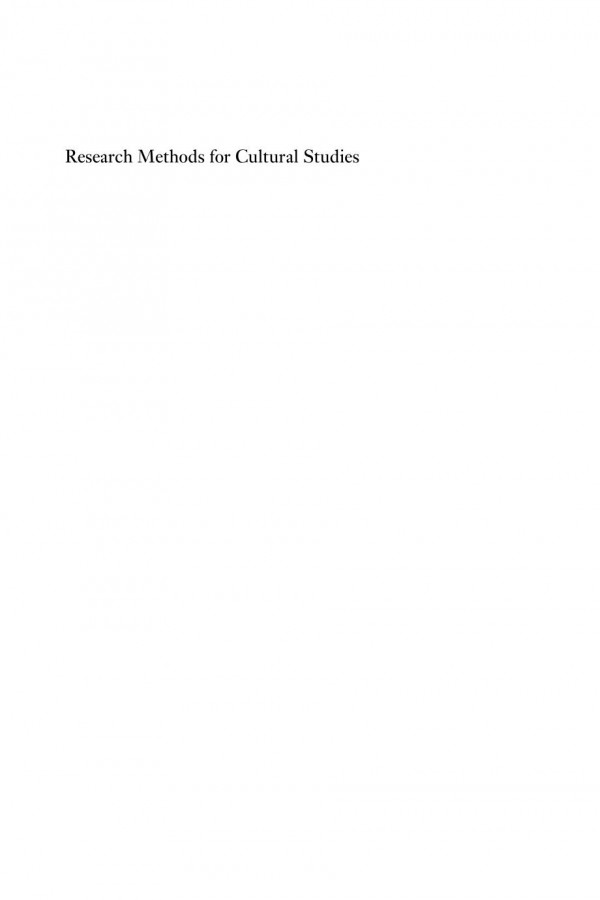 Research Methods For Cultural Studies Michael Pickering