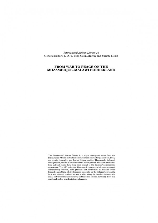 From War To Peace On The Mozambiquemalawi Borderland Harri Englund