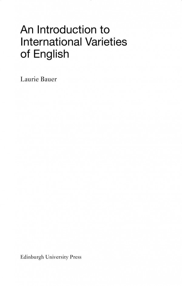 An Introduction To International Varieties Of English Laurie Bauer