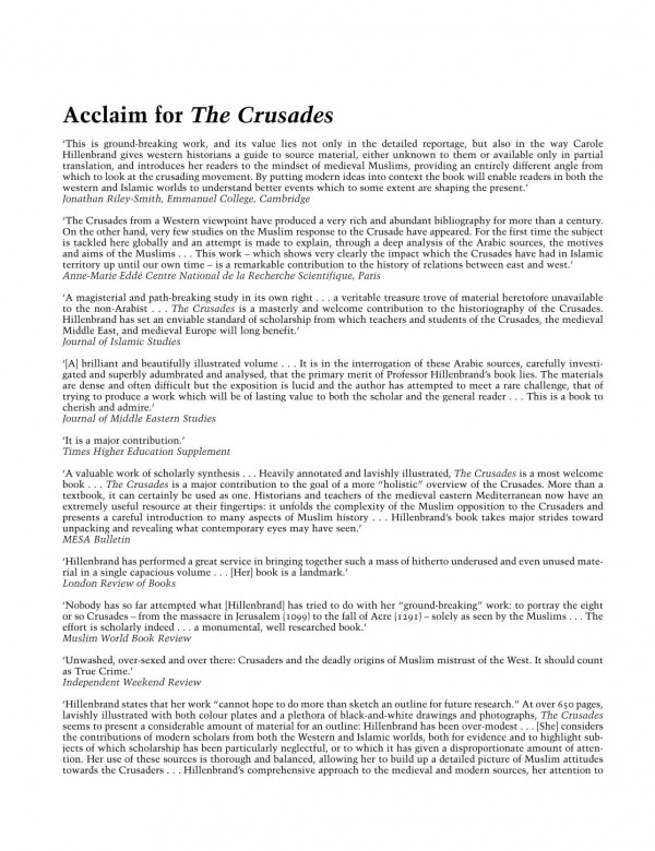 The Crusades Islamic Perspectives Carole Hillenbrand