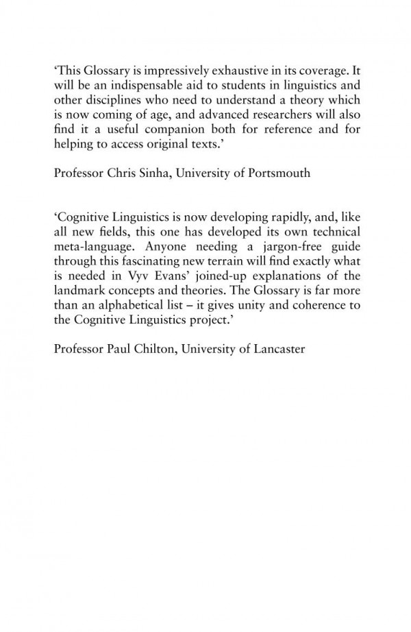 A Glossary Of Cognitive Linguistics Vyvyan Evans