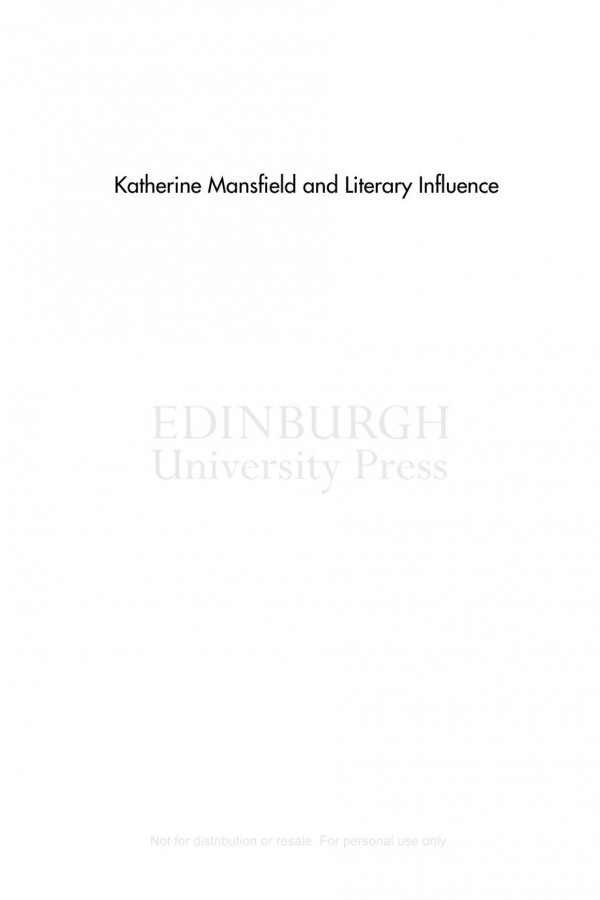 Katherine Mansfield And Literary Influence Sarah Ailwood Melinda Harvey