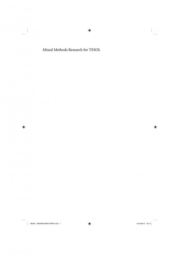 Mixed Methods Research For Tesol James Brown
