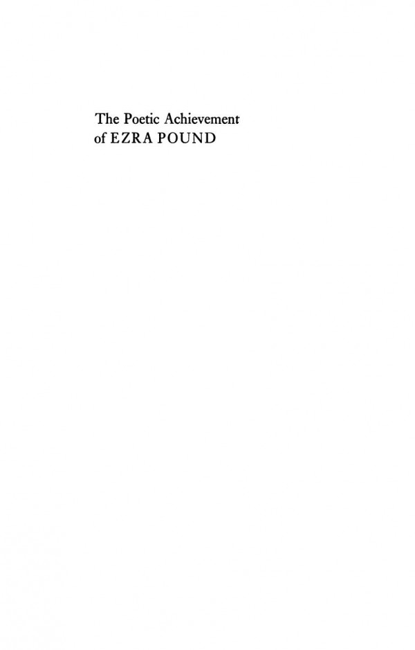 The Poetic Achievement Of Ezra Pound Michael Alexander