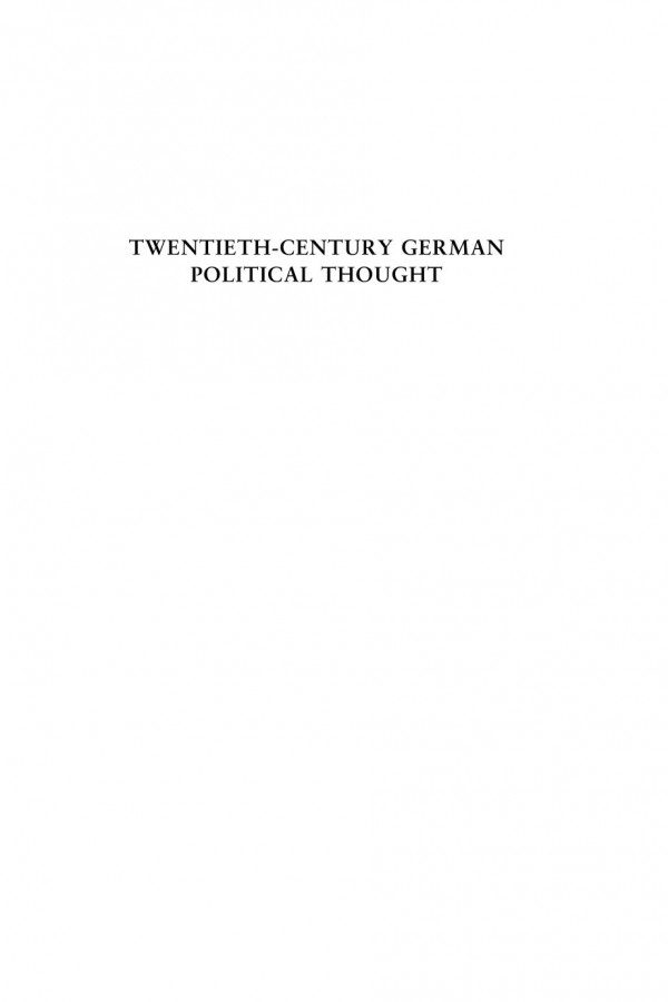 Twentiethcentury German Political Thought Peter M R Stirk