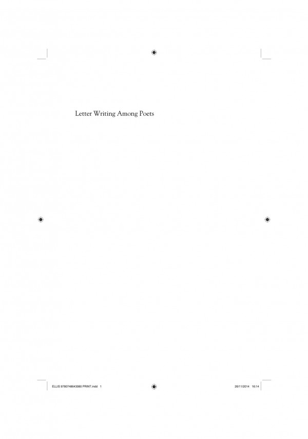 Letter Writing Among Poets From William Wordsworth To Elizabeth Bishop Jonathan Ellis