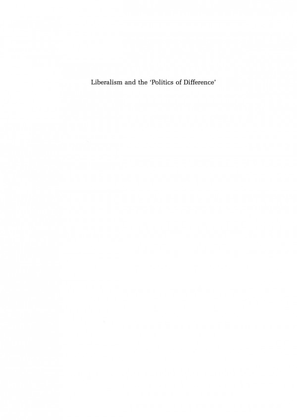 Liberalism And The Politics Of Difference Andrea Baumeister