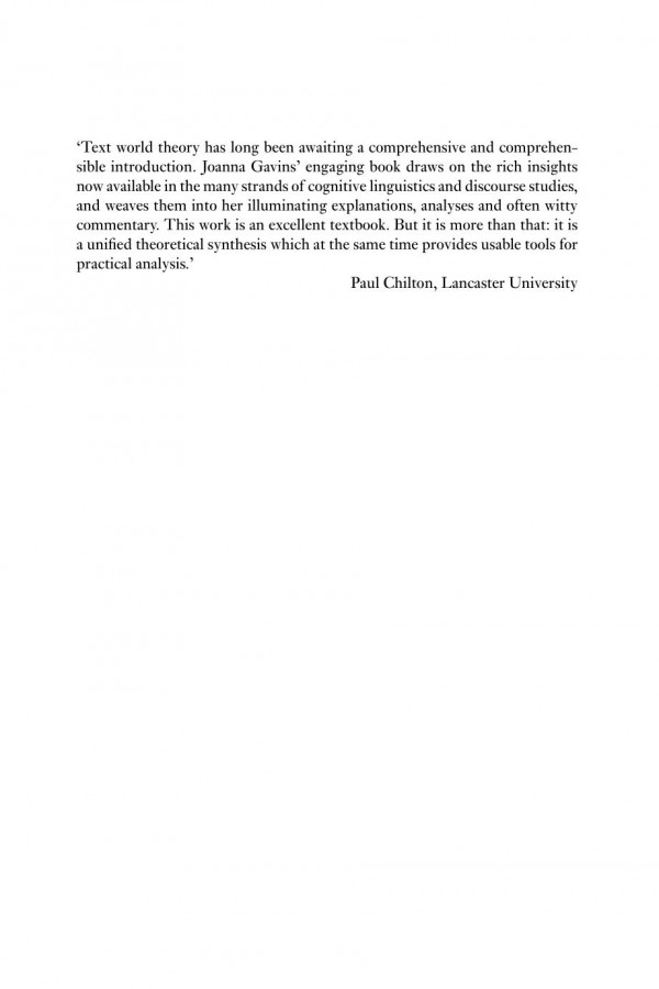 Text World Theory An Introduction Joanna Gavins