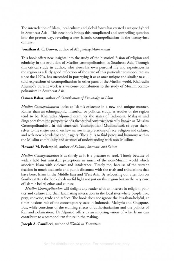 Muslim Cosmopolitanism Southeast Asian Islam In Comparative Perspective Khairudin Aljunied