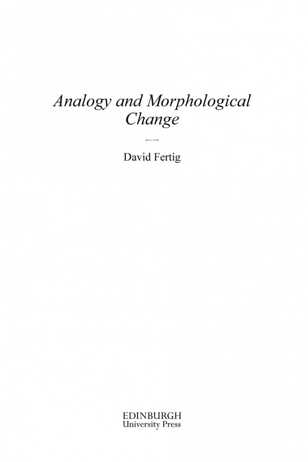 Analogy And Morphological Change David Fertig