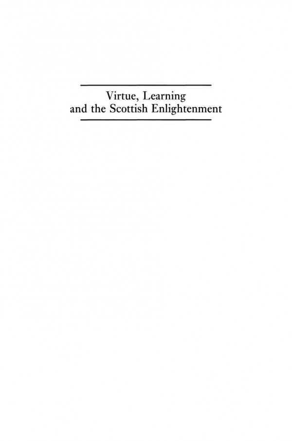 Virtue Learning And The Scottish Enlightenment David Allan