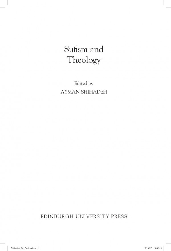 Sufism And Theology Ayman Shihadeh