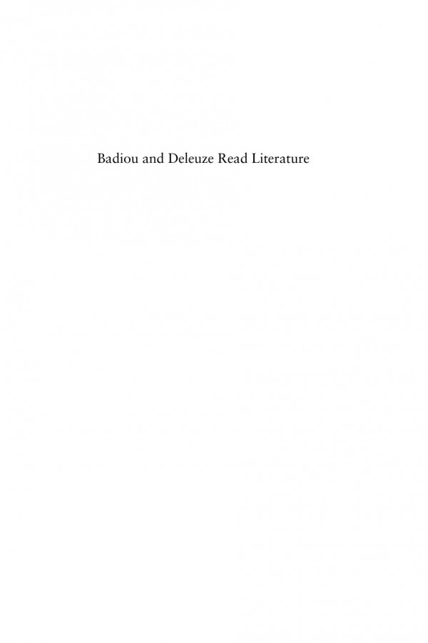 Badiou And Deleuze Read Literature Jeanjacques Lecercle