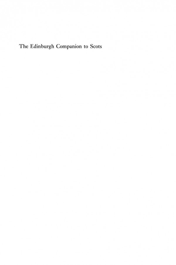 The Edinburgh Companion To Scots John Corbett J Derrick Mcclure Jane Stuartsmith