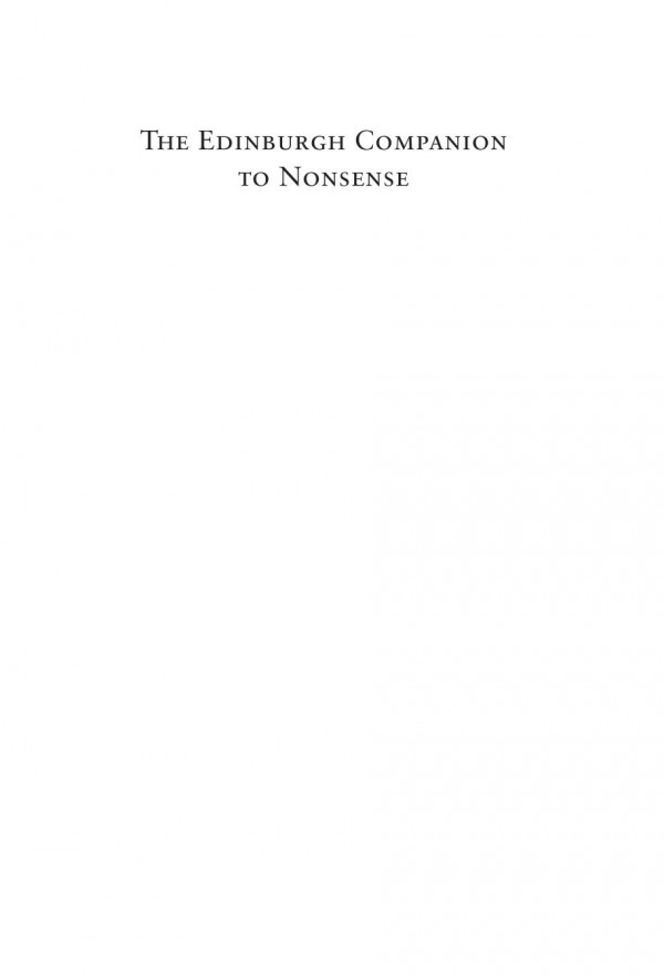 The Edinburgh Companion To Nonsense Anna Barton Editor James Williams Editor