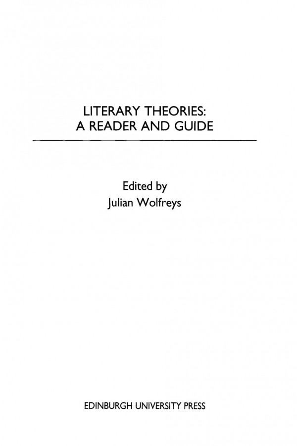 Literary Theories A Reader And Guide Julian Wolfreys