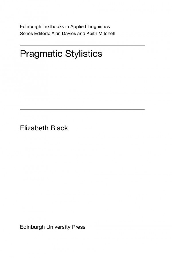 Pragmatic Stylistics Elizabeth Black