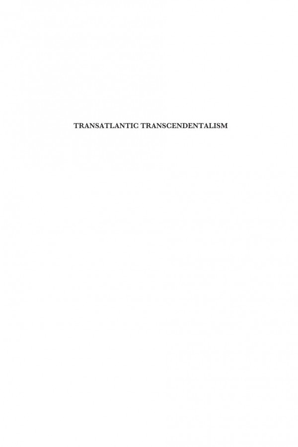 Transatlantic Transcendentalism Coleridge Emerson And Nature Samantha Harvey