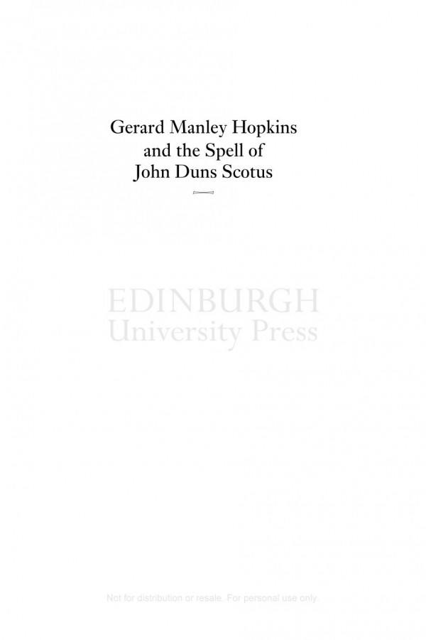 Gerard Manley Hopkins And The Spell Of John Duns Scotus John Llewelyn