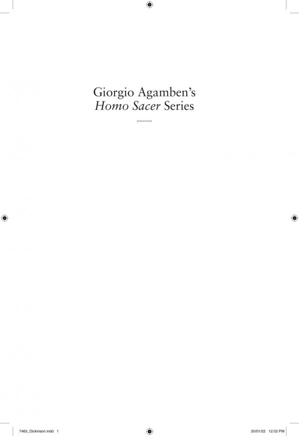 Giorgio Agambens Homo Sacer Series A Critical Introduction And Guide Colby Dickinson