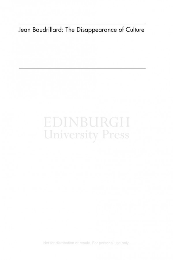 Jean Baudrillard The Disappearance Of Culture Uncollected Interviews Richard G Smith David B Clarke