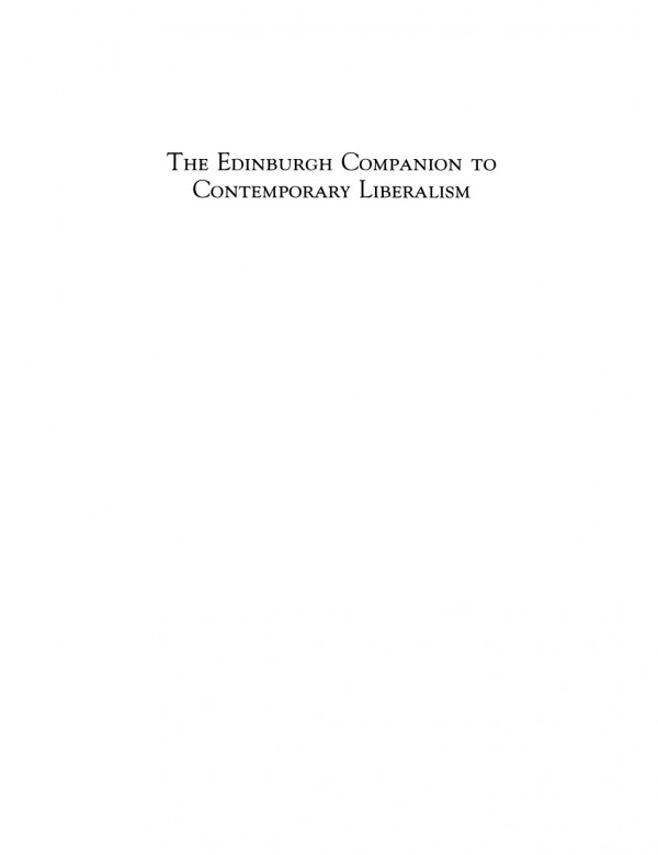 The Edinburgh Companion To Contemporary Liberalism Mark Evans