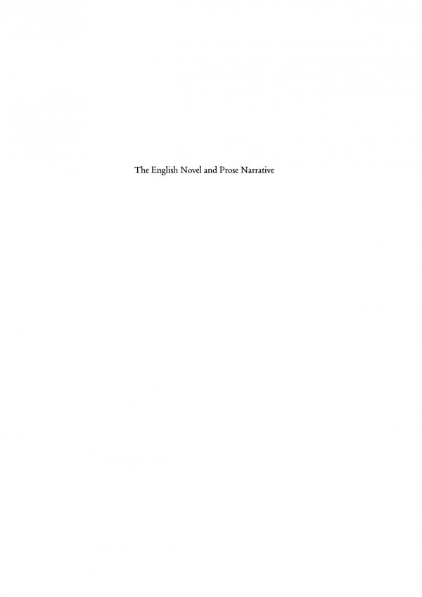 The English Novel And Prose Narrative David Amigoni