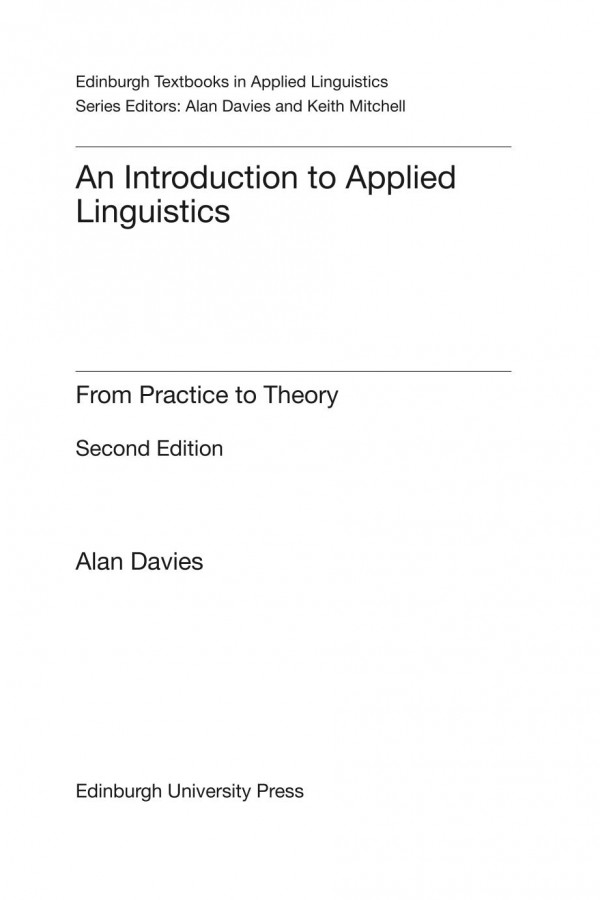 An Introduction To Applied Linguistics From Practice To Theory Alan Davies