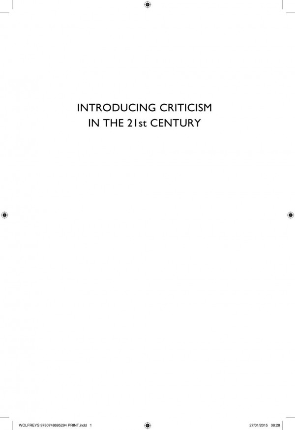 Introducing Criticism In The 21st Century Julian Wolfreys