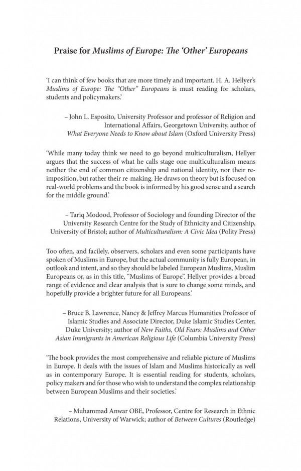 Muslims Of Europe The Other Europeans H A Hellyer