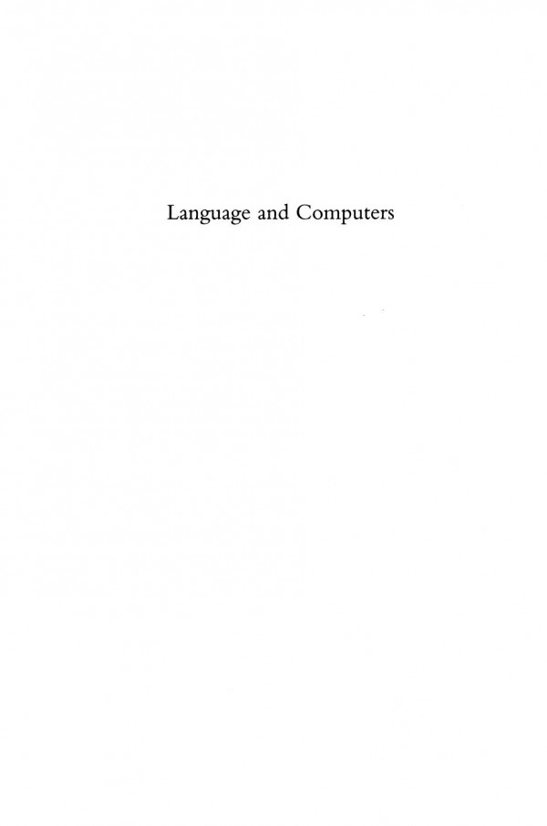 Language And Computers A Practical Introduction To The Computer Analysis Of Language Geoffrey Barnbrook