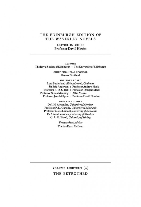 The Betrothed Walter Scott J B Ellis J H Alexander David Hewitt