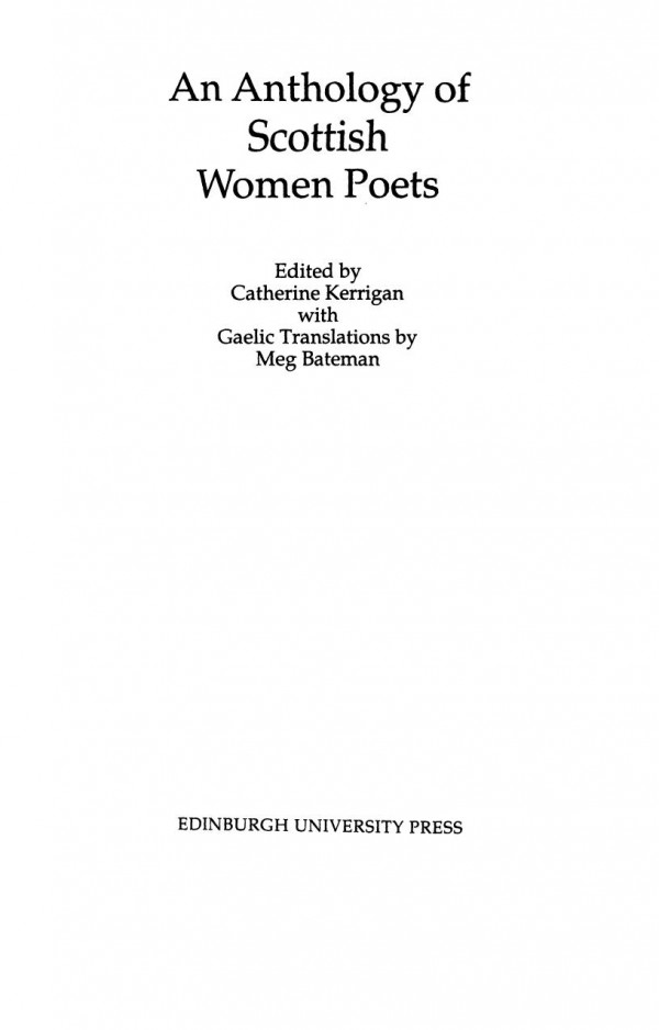 An Anthology Of Scottish Women Poets Catherine Kerrigan