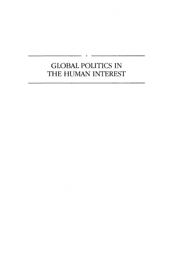 Global Politics In The Human Interest Mel Gurtov
