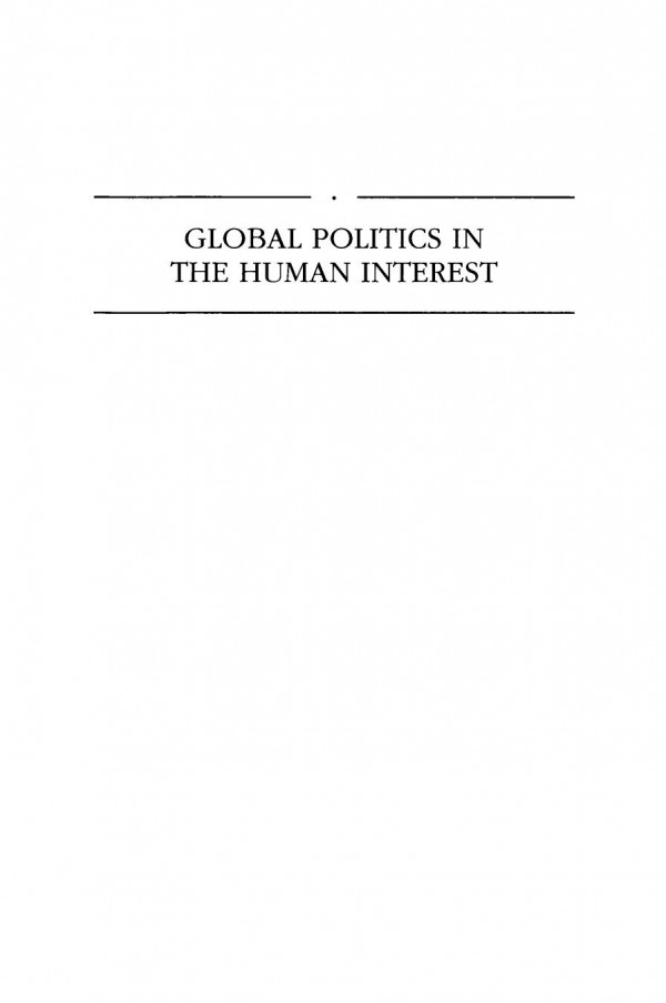 Global Politics In The Human Interest Mel Gurtov