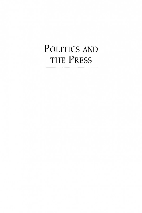 Politics And The Press The News Media And Their Influences Pippa Norris Editor