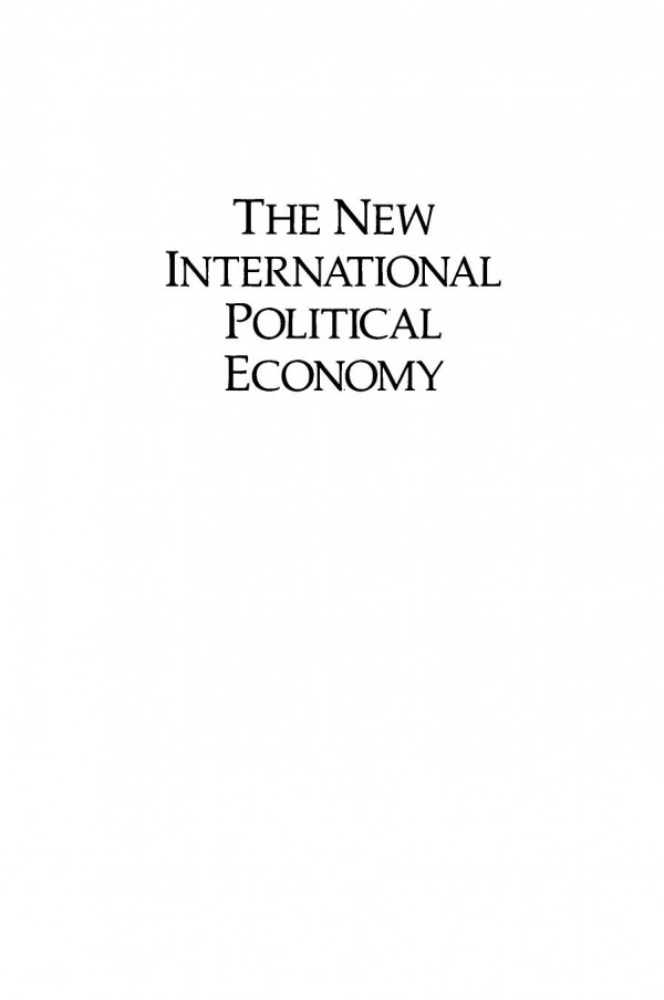 The New International Political Economy Craig N Murphy Editor Roger Tooze Editor