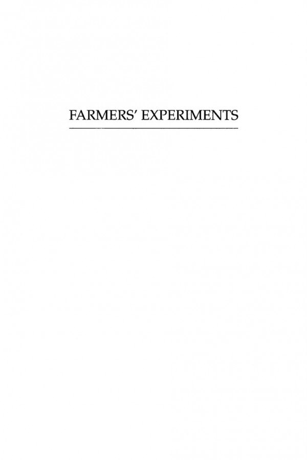 Farmers Experiments Creating Local Knowledge James Sumberg Christine Okali