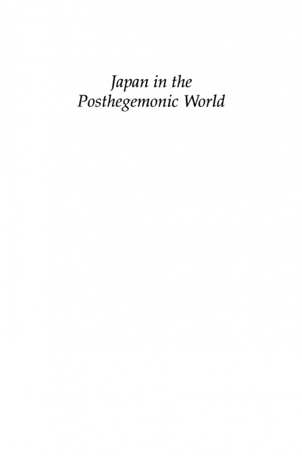 Japan In The Posthegemonic World Tsuneo Akaha Editor Frank Langdon Editor