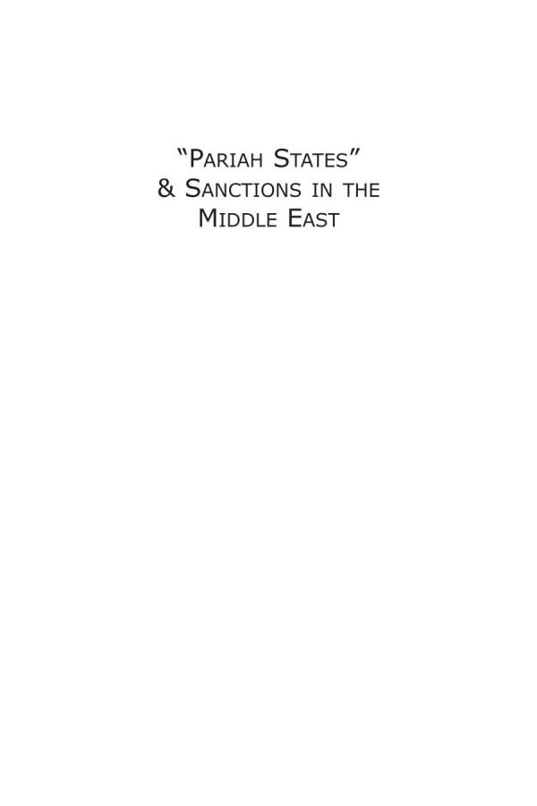 Pariah States And Sanctions In The Middle East Iraq Libya Sudan Tim Niblock