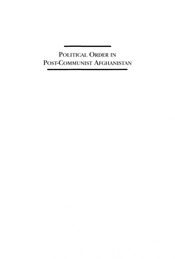 Political Order In Postcommunist Afghanistan William Maley Fazel Haq Saikal