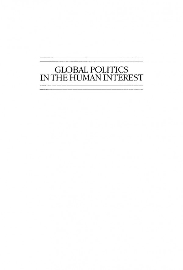 Global Politics In The Human Interest Mel Gurtov