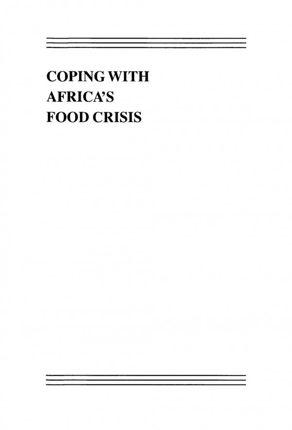Coping With Africas Food Crisis Naomi Chazan Editor Timothy M Shaw Editor